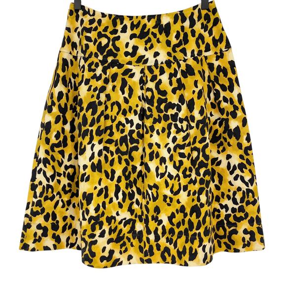 St. John Yellow Black Leopard Print Silk Blend Skirt A-Line Women’s Size 4 - Picture 3 of 7